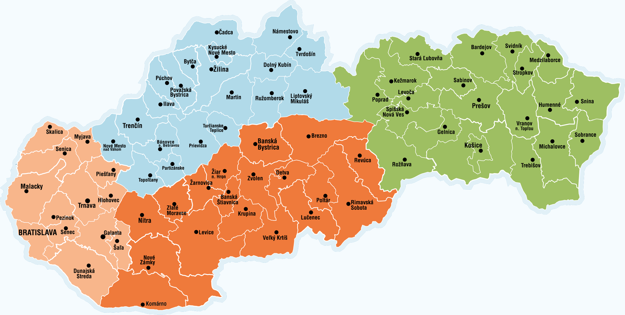 Mapa distribúcie škridiel LEIR NA Slovensku