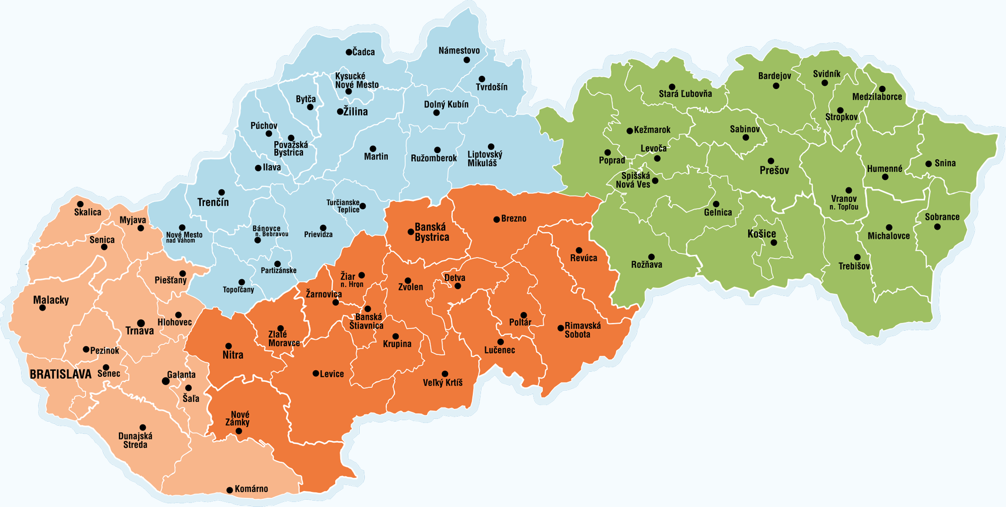 Mapa distribúcie škridiel LEIR NA Slovensku